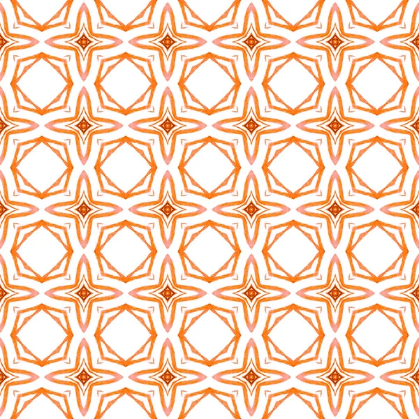 モザイクシームレスパターン オレンジ愛らしいBohoシックな夏のデザイン 手描きの緑のモザイクシームレスな境界線 繊維準備ができて有利なプリント 水着生地 ラッピング — ストック写真