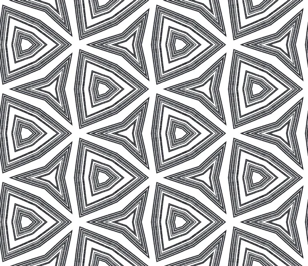 Striped hand drawn pattern. Black symmetrical kaleidoscope background. Repeating striped hand drawn tile. Textile ready juicy print, swimwear fabric, wallpaper, wrapping.