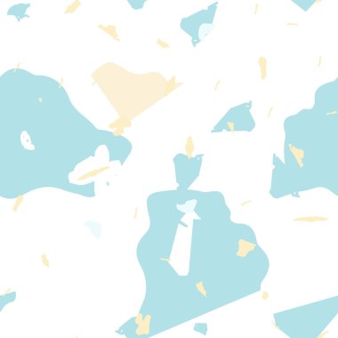 Terrazzo kusursuz desen. Mavi klasik döşeme dokusu. Terrazzo pürüzsüz desenli, serin renklerde. Doğal taşlardan, granitten, kuvarstan, mermerden, betondan yapılmış arkaplan. 