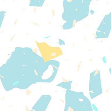 Terrazzo kusursuz desen. Mavi klasik döşeme dokusu. Terrazzo pürüzsüz desenli, serin renklerde. Doğal taşlardan, granitten, kuvarstan, mermerden, betondan yapılmış arkaplan. 