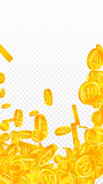 Корейские Монеты Падают Примечательно Разбросанные Монеты Won Корейские Деньги Современный — стоковый вектор