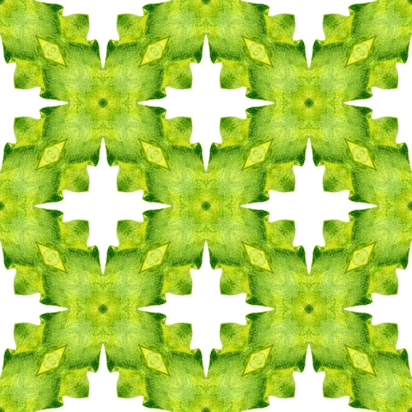 シェブロン水彩柄 グリーンの完璧なBohoシックな夏のデザイン 緑の幾何学的なシェブロン水彩境界 繊維準備ができて素晴らしいプリント 水着生地 — ストック写真