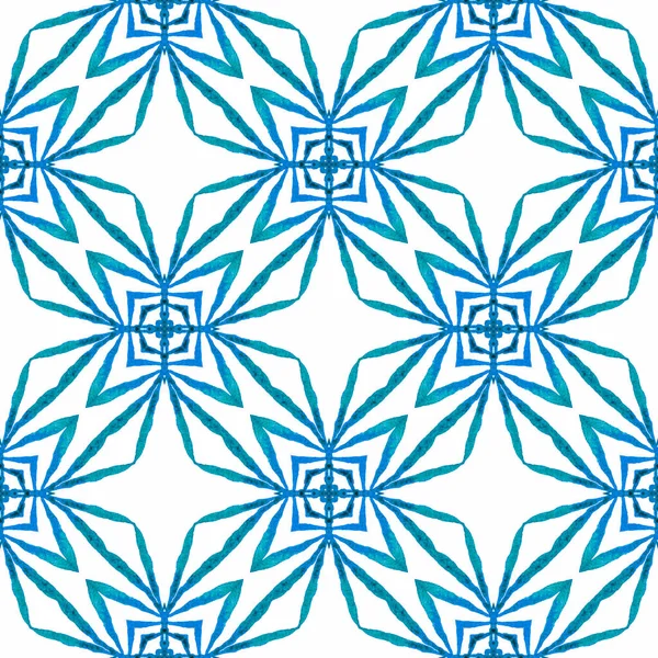 Organic tile. Blue mind-blowing boho chic summer design. Trendy organic green border. Textile ready interesting print, swimwear fabric, wallpaper, wrapping.