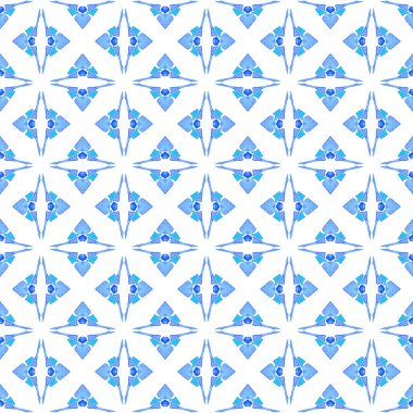 Egzotik, pürüzsüz desen. Mavi büyüleyici boho şık yaz tasarımı. Yaz, egzotik, pürüzsüz sınır. Tekstil hazır muhteşem baskı, mayo kumaş, duvar kağıdı, ambalaj..