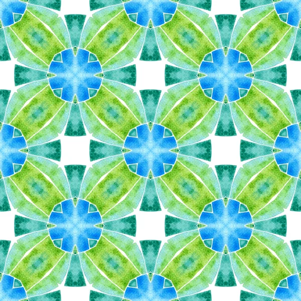Ikat Επαναλαμβανόμενο Σχέδιο Μαγιό Πράσινο Ανεξίτηλο Boho Κομψό Καλοκαιρινό Σχεδιασμό — Φωτογραφία Αρχείου
