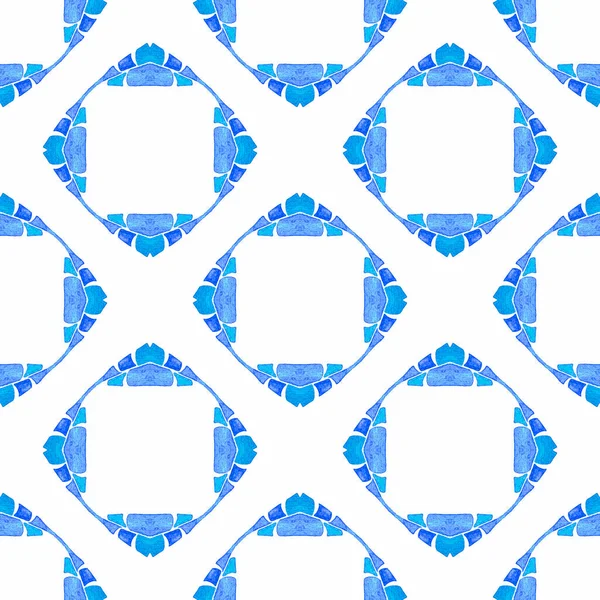 Repetir Rayas Dibujadas Mano Frontera Azul Impresionante Diseño Boho Chic — Foto de Stock