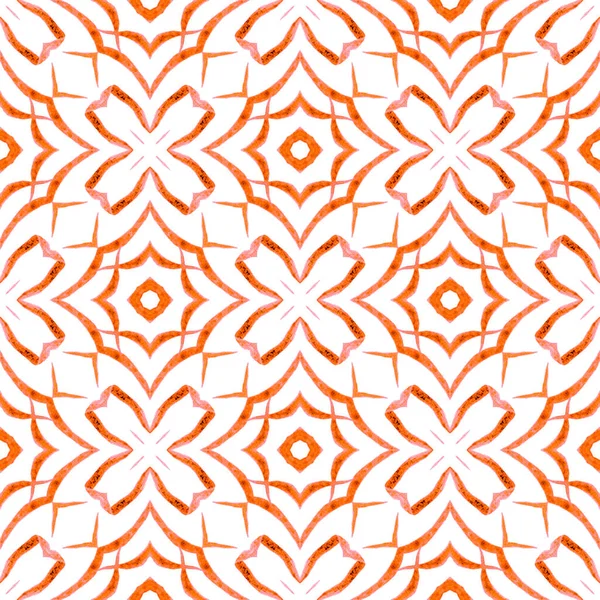 Elle boyanmış suluboya kenar. Turuncu etkileyici boho şık yaz tasarımı. Döşemeli suluboya arka plan. Tekstil hazır muhteşem baskı, mayo kumaş, duvar kağıdı, ambalaj..