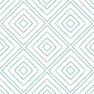 Tekrar eden mayo tasarımı. Turkuaz simetrik kaleydoskop arka planı. Tekstil hazır göz kamaştırıcı baskı, mayo kumaş, duvar kağıdı, ambalaj. Yaz şapkası süsleme deseni.