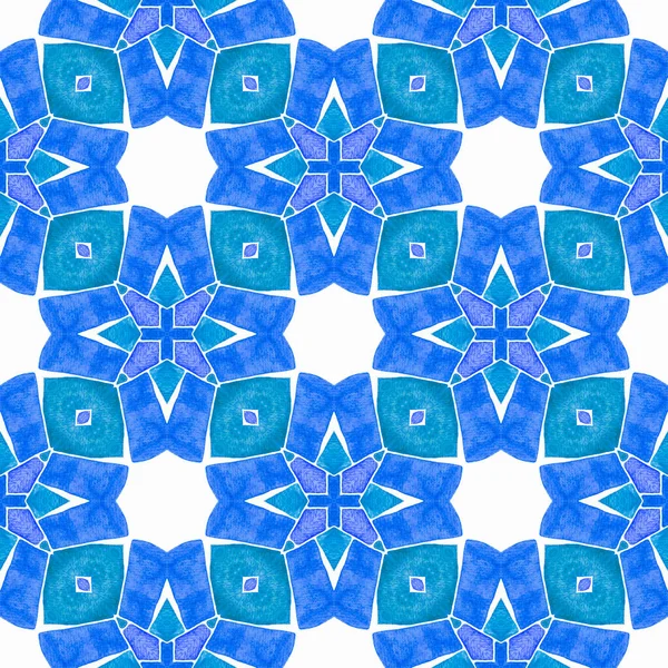 Tropisch Naadloos Patroon Blauw Prachtig Boho Chique Zomer Design Handgetekende — Stockfoto
