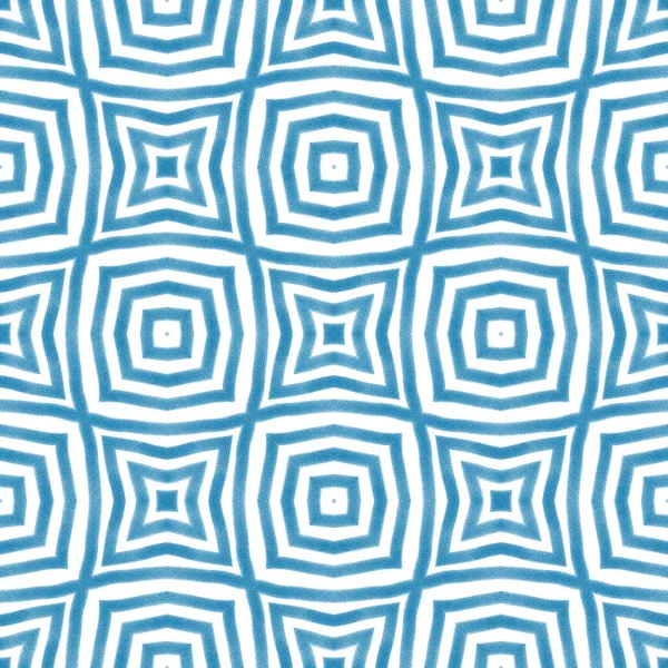 Εθνικ Ζωγραφισμένο Στο Χέρι Μοτίβο Μπλε Συμμετρικό Φόντο Καλειδοσκοπίου Καλοκαιρινό — Φωτογραφία Αρχείου