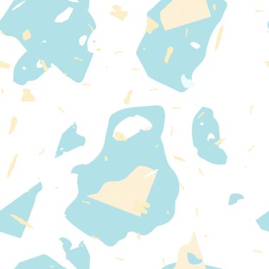 Terrazzo kusursuz desen. Mavi klasik döşeme dokusu. Doğal taşlardan, granitten, kuvarstan, mermerden, betondan yapılmış arka plan. Terrazzo pürüzsüz desenli serin renklerde. 