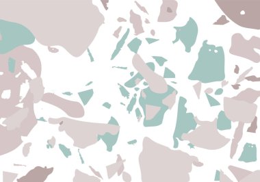 Terrazzo modern soyut şablon. Klasik İtalyan döşemesinin pembe ve gri dokusu. Taşlardan, granitten, kuvarstan, mermerden, betondan yapılmış arka plan. Venedik terrazzo trend vektör arkaplanı