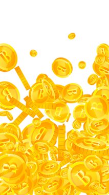 Tayland baht sikkeleri düşüyor. Mükemmel dağınık THB bozuklukları. Tayland parası. Enfes bir ikramiye, servet ya da başarı konsepti. Vektör illüstrasyonu.