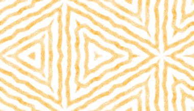 Döşemeli suluboya deseni. Sarı simetrik kaleydoskop arka planı. Elle boyanmış suluboya pürüzsüz. Tekstil hazır antika baskı, mayo kumaş, duvar kağıdı, ambalaj..