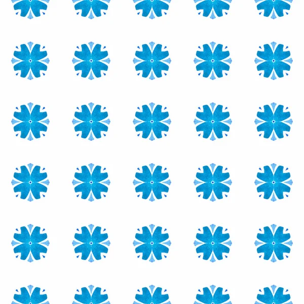 Fondo Acuarela Azulejos Diseño Boho Chic Favorable Azul Verano Textil —  Fotos de Stock