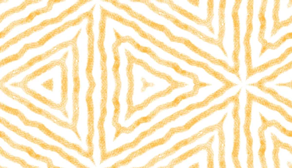 Betegeld Aquarelpatroon Gele Symmetrische Caleidoscoop Achtergrond Met Hand Beschilderde Betegelde — Stockfoto