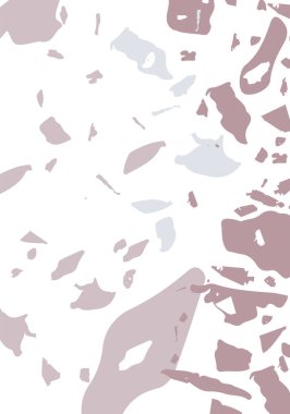 Terrazzo modern soyut şablon. Klasik İtalyan döşemesinin gri dokusu. Taşlardan, granitten, kuvarstan, mermerden, betondan yapılmış arka plan. Venedik terrazzo trend vektör arkaplanı