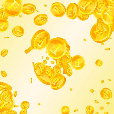 İsviçre frangı para yağıyor. Canlı ve dağınık CHF paraları. İsviçre parası. Büyük ikramiye, servet ya da başarı konsepti. Vektör illüstrasyonu.