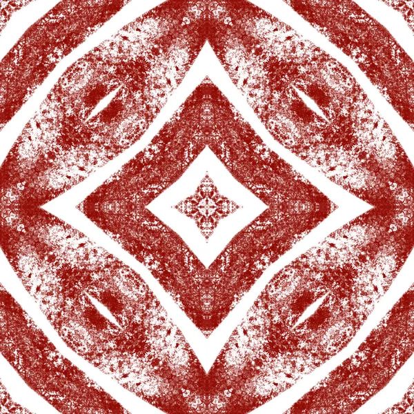 Tiled watercolor pattern. Wine red symmetrical kaleidoscope background. Hand painted tiled watercolor seamless. Textile ready alluring print, swimwear fabric, wallpaper, wrapping.