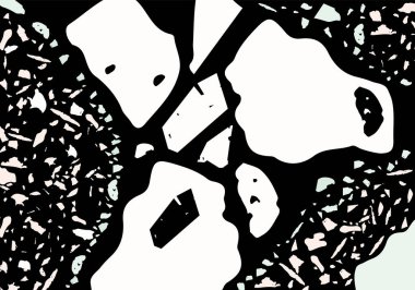 Terrazzo modern soyut şablon. Klasik İtalyan döşemesinin siyah, yeşil ve pembe dokusu. Taşlardan, granitten, kuvarstan, mermerden, betondan yapılmış arka plan. Venedik terrazzo trend vektör arkaplanı