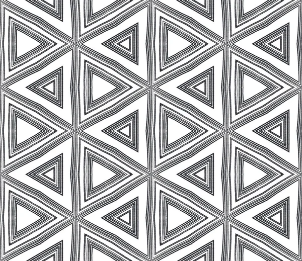 Ethnische Handbemalte Muster Schwarzer Symmetrischer Kaleidoskop Hintergrund Textilfertiger Wunderschöner Druck — Stockfoto