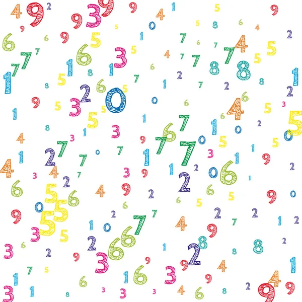 Caída Coloridos Números Ordenados Concepto Estudio Matemático Con Dígitos Voladores — Vector de stock