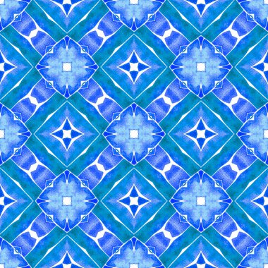 Tekstil hazır baskı, mayo kumaş, duvar kağıdı, ambalaj. Mavi yaratıcı boho şık yaz tasarımı. El yapımı Arabesk tasarımı. Doğulu arabesk el çizimi sınır.