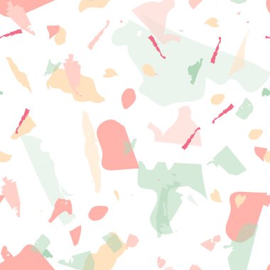 Terrazzo kusursuz desen. Modern klasik döşeme dokusu. Doğal taşlardan, granitten, kuvarstan, mermerden, betondan yapılmış arka plan. Terrazzo pürüzsüz desenli serin renklerde. 