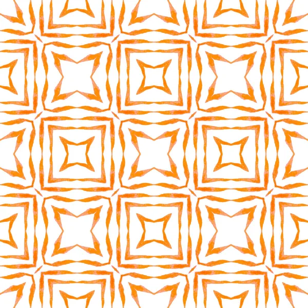 Hand Drawn Tropical Seamless Border Orange Dazzling Boho Chic Summer — Stockfoto