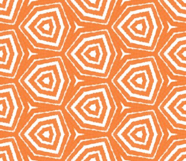 Dokulu çizgili desen. Turuncu simetrik kaleydoskop arka planı. Moda desenli şerit tasarımı. Tekstil hazır harika baskı, mayo kumaş, duvar kağıdı, ambalaj..