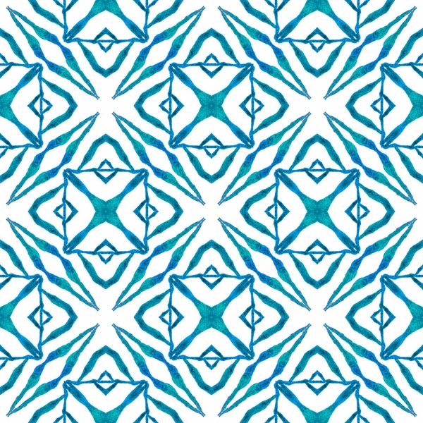 Ручной Рисунок Тропической Бесшовной Границы Синий Мезмерный Шикарный Летний Дизайн — стоковое фото