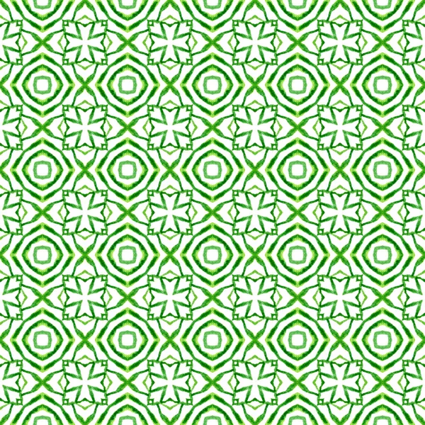 Arabesque Hand Drawn Design Green Authentic Boho Chic Summer Design — Stock fotografie