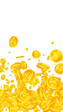 Çin Yuan paraları düşüyor. Pleasant dağınık CNY paraları. Çin parası. Büyük ikramiye, servet ya da başarı konsepti. Vektör illüstrasyonu.