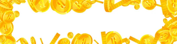 Bitcoin Monety Walut Internetowych Spada Klasyczne Rozrzucone Monety Btc Kryptowaluta — Wektor stockowy