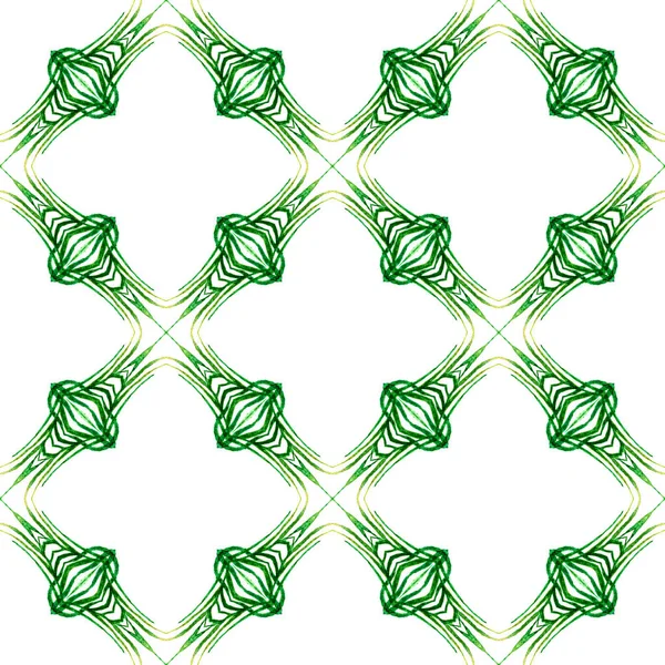 Kézzel Rajzolt Zöld Mozaik Zökkenőmentes Határ Zöld Népszerű Boho Elegáns — Stock Fotó