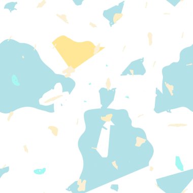 Terrazzo kusursuz desen. Mavi klasik döşeme dokusu. Terrazzo pürüzsüz desenli, serin renklerde. Doğal taşlardan, granitten, kuvarstan, mermerden, betondan yapılmış arkaplan. 