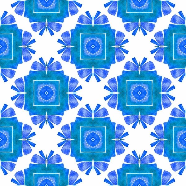 Літній Екзотичний Безшовний Кордон Синій Сприятливий Бухо Шикарний Літній Дизайн — стокове фото