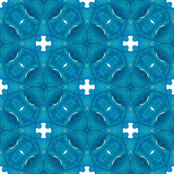 Patrón Sin Costura Mosaico Azul Potente Diseño Boho Chic Verano — Foto de Stock