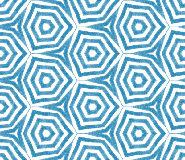 Striped hand drawn pattern. Blue symmetrical kaleidoscope background. Textile ready rare print, swimwear fabric, wallpaper, wrapping. Repeating striped hand drawn tile.