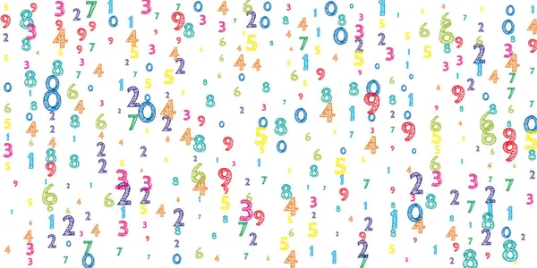 Vallen Kleurrijke Ordelijke Nummers Wiskunde Studie Concept Met Vliegende Cijfers — Stockvector