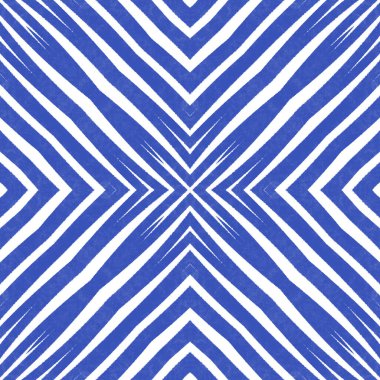 Madalyon pürüzsüz desen. İndigo simetrik kaleydoskop arka planı. Tekstil hazır sıradışı baskılar, mayo kumaş, duvar kağıdı, ambalaj. Suluboya madalyonu, pürüzsüz fayans.