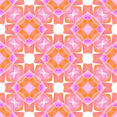 El çizimi yeşil mozaik pürüzsüz sınır. Turuncu muhteşem boho şık yaz tasarımı. Mozaik kusursuz desen. Tekstil hazır muhteşem baskı, mayo kumaş, duvar kağıdı, ambalaj..