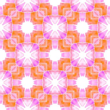 Tekstil hazır inanılmaz baskı, mayo kumaş, duvar kağıdı, ambalaj. Turuncu garip boho şık yaz tasarımı. Etnik elle boyanmış desen. Suluboya yaz etnik sınır düzeni.