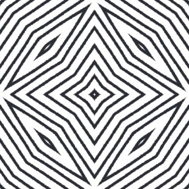 Dokulu çizgili desen. Siyah simetrik kaleydoskop. Moda desenli şerit tasarımı. Tekstil hazır muhteşem baskı, mayo kumaş, duvar kağıdı, ambalaj..