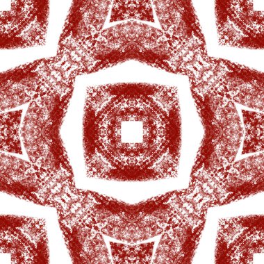 Madalyon pürüzsüz desen. Şarap kırmızısı simetrik kaleydoskop arka planı. Tekstil hazır muhteşem baskı, mayo kumaş, duvar kağıdı, ambalaj. Suluboya madalyonu, pürüzsüz fayans.