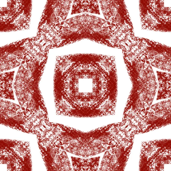 Medallion seamless pattern. Wine red symmetrical kaleidoscope background. Textile ready splendid print, swimwear fabric, wallpaper, wrapping. Watercolor medallion seamless tile.
