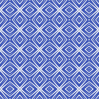 Sembol çizgileri tasarımı. İndigo simetrik kaleydoskop arka planı. Geometrik simge çizgileri deseni. Tekstil hazır moda baskı, mayo kumaş, duvar kağıdı, ambalaj..