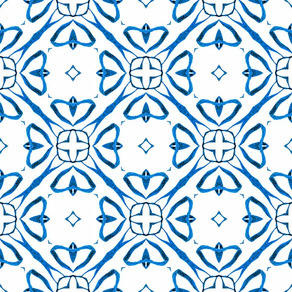 Chevron Akvarel Vzor Modrá Aktuální Boho Elegantní Letní Design Textilní — Stock fotografie