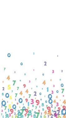 Renkli ve düzenli sayılar düşüyor. Uçan parmaklarla matematik çalışma konsepti. Beyaz arka planda okul matematik afişi için değerli. Düşen sayılar vektör illüstrasyonu.