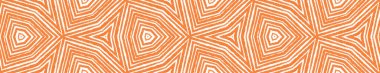 Arabesk eli kusursuz bir sınır çiziyor. Turuncu simetrik kaleydoskop arka planı. Arka plan için dekoratif tasarım unsuru. Doğulu arabesk el çizimi tasarımı.